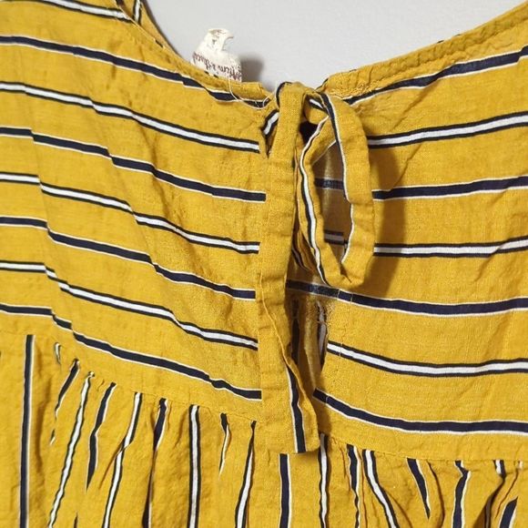 Hem & Thread Yellow and Blue Striped Short Sleeve Blouse - Picture 5 of 7